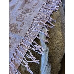 AmaWaterways Signature Pashmina Scarf - Rose Gold Floral Metallic Wrap